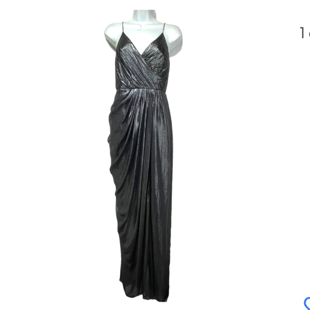 Vera Wang Silver Metallic Bridesmaids Dress Size 2